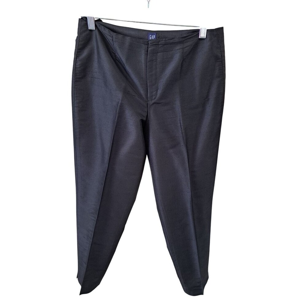 GAP Silk Women's Black Tapered Ankle Pants Size 8 Luxury Minimalist Academia